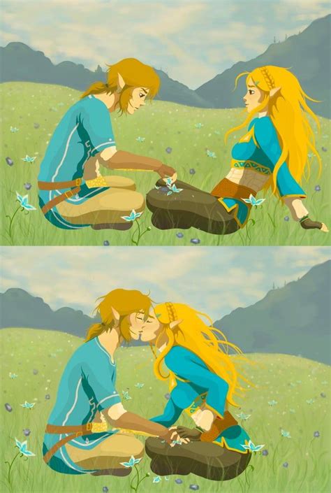 Link And Zelda Qui Sembrassent Princesse Dr La Sérénité Legend Of Zelda Characters Zelda Art