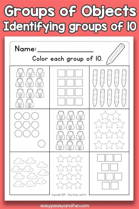 Counting Groups of Objects Worksheets – Ten | Worksheets for kids