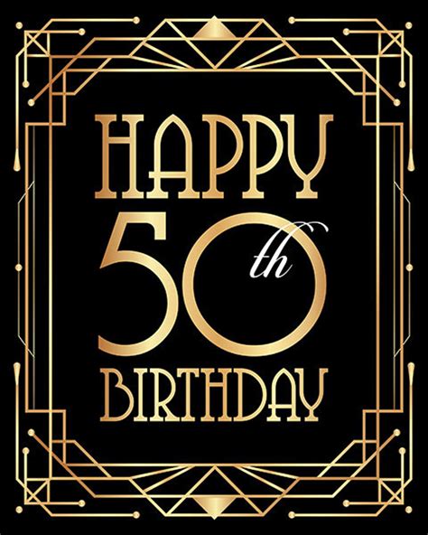 50th Birthday Sign Happy Birthday Golden Fiftieth Birthday Card 50