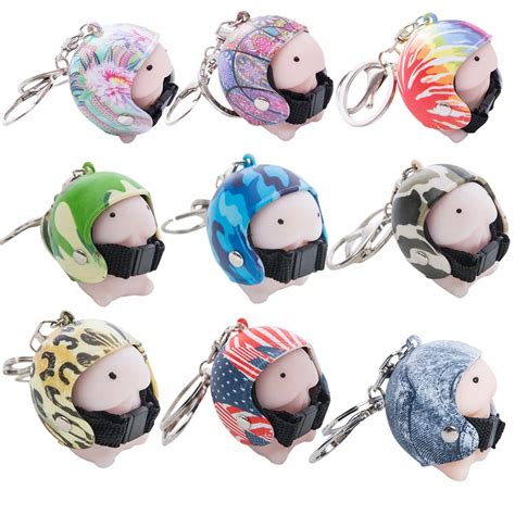 Cute Squishy Ding Ding With Helmet Keychain Dingding Tintin Squishy Toys Key Ring Pendant