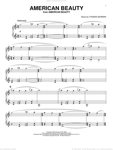 Thomas Newman American Beauty Sheet Music For Piano Solo Pdf
