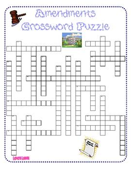 New questions are added and answers are changed. Amendments Crossword Puzzle by LaRock's Lessons | TpT