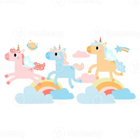 Cute Unicorns Pony Or Horse With Magical Png Clipart Unicorns
