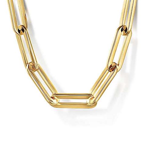 24 14k Yellow Gold Hollow Paperclip Necklace Nk6821h 24y4jjj