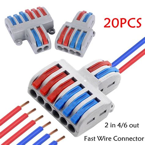 5 10 20pcs Mini 2 In 4 6 Out Fast Wire Connector Universal Wiring Cable Connector Push In