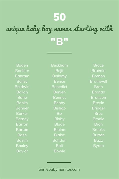 50 Unique Baby Boy Names Starting With “b” Annie Baby Monitor