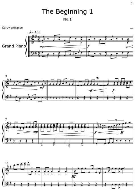 The Beginning 1 Sheet Music For Piano