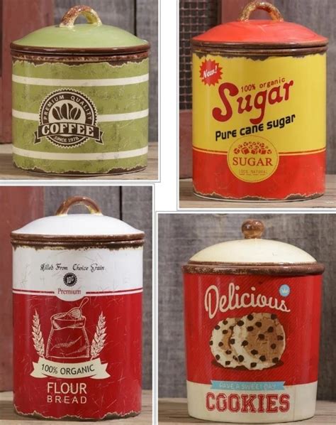 Vintage Inspired Retro Ceramic Kitchen Canisters Set Of 4 In 2020