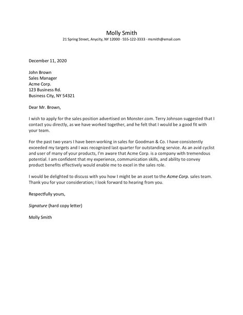 how to format a cover letter with examples
