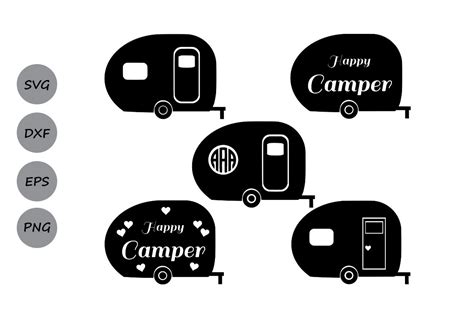 Camper SVG Cut Files, Camper Monogram SVG, Happy Camper SVG, Camping