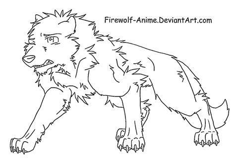 Injured Wolf Lineart By Firewolf Anime On Deviantart