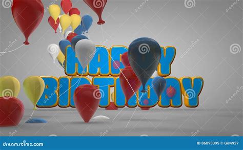3d Animation Happy Birthday Party Celebration Colorful Balloons Cute