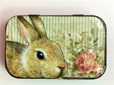 Bunny Rabbit Altered Altoid Tin Tiny Box One Of A Kind Tin Art By