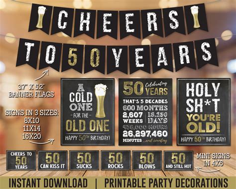 50th Birthday Party Decorations For Men Cheers To 50 Years Etsy Australia