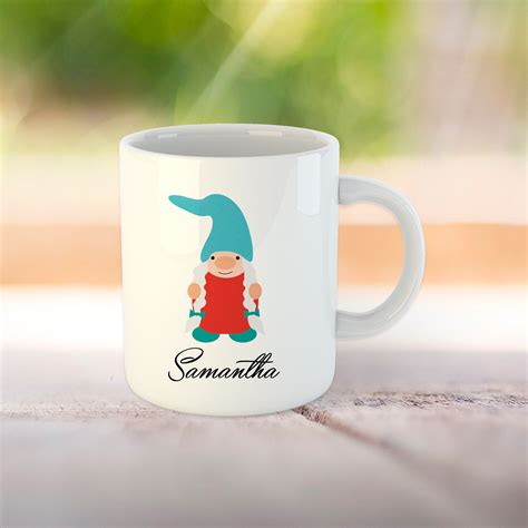 40% off with code julyzweekend. Custom name Gnome Mug. Personalized Coffee Mug with name ...