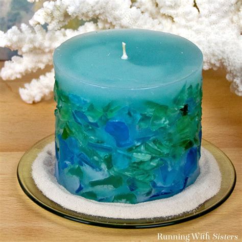 Diy Candle Making How To Make A Sea Glass Candle Running With Sisters