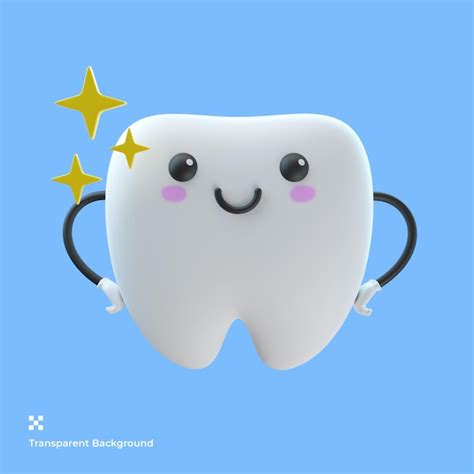 Premium Psd 3d Cute Tooth Cartoon Character Illustration