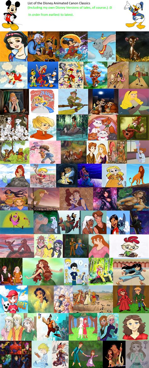 List Of The Disney Animated Classics My Version By