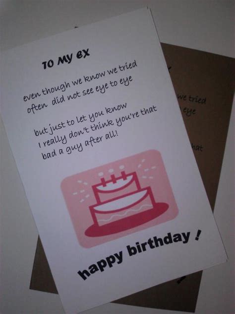 If you are still friends with your ex and you want to wish them a happy birthday, feel free to take ideas and inspiration from these happy birthday messages stumped on what to write in a happy birthday card for your ex? Items similar to ex husband birthday card, handmade card ...