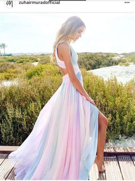 Zuhair Murad Rainbow Pastel Maxi Dress 2017 Pastel Maxi Dresses Rainbow Wedding Dress