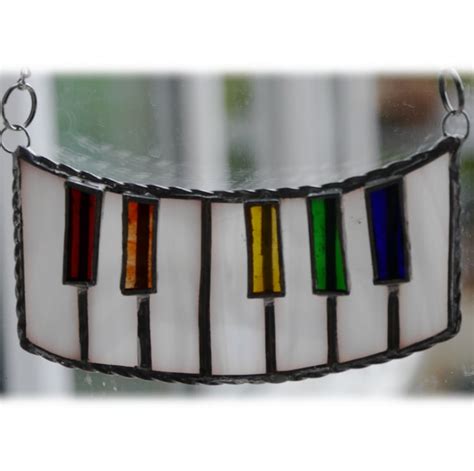 Piano Suncatcher Stained Glass Keyboard Keys Mu Folksy