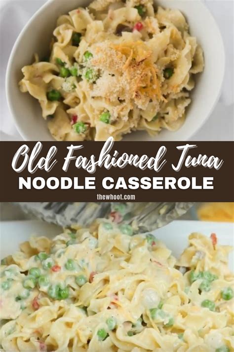 Egg noodles are the traditional choice for this classic comfort food, but no matter what pasta you use, undercook it slightly because it will finish cooking as the nicole's tuna noodle casserole is held together with a homemade cream of mushroom sauce. Old-Fashioned Tuna Noodle Casserole Recipe - The WHOot