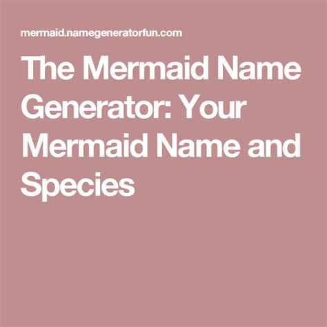 The Mermaid Name Generator Your Mermaid Name And Species Mermaid