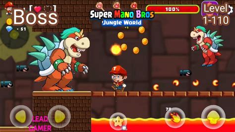 Super Mano Bros Jungle World Level 1 110 Gameplay Games Gaming Youtube
