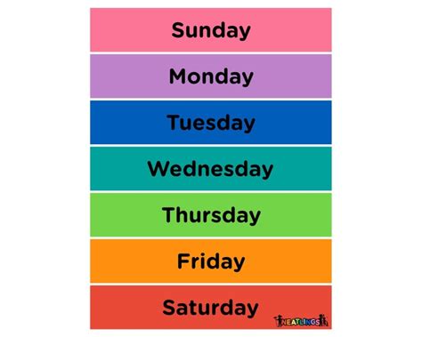 Days Of The Week Calendar For Kids