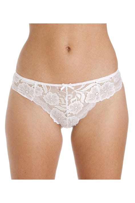 Womens Pack White Floral Lace Thong