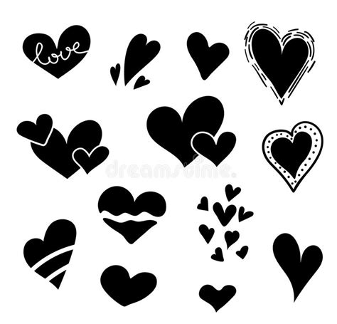 Hand Drawn Hearts Set Isolated Design Elements For Valentine S Day