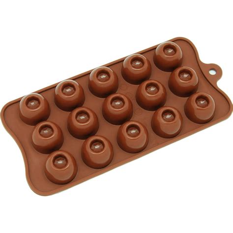 freshware 15 cavity dimpled round silicone mold for chocolate candy and gummy cb 611br