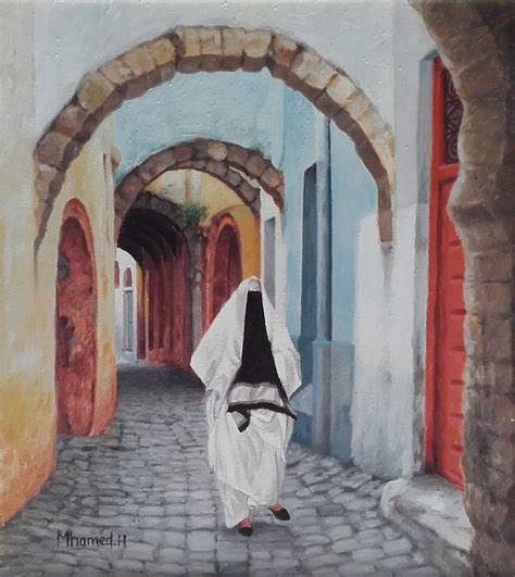 Woman In Old City Of Tunis Painting By Hamadi Mhamed Saatchi Art