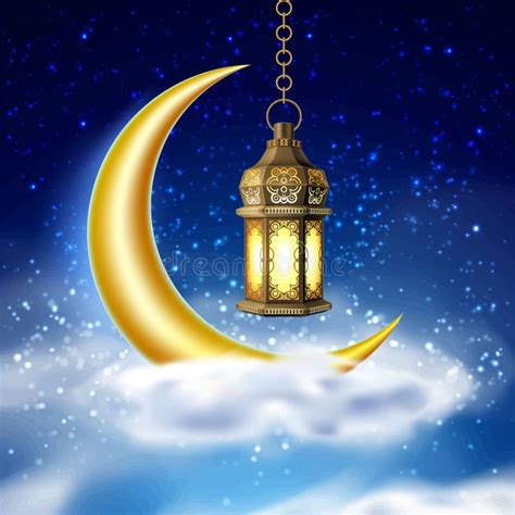 Ramadan Kareem Met Maan En Ster De Traditionele Kleurrijke Lantaarn Van