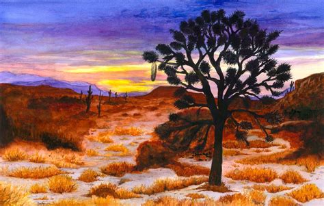 Desert Sunset Southwest Landscape Painting Watercolor Print