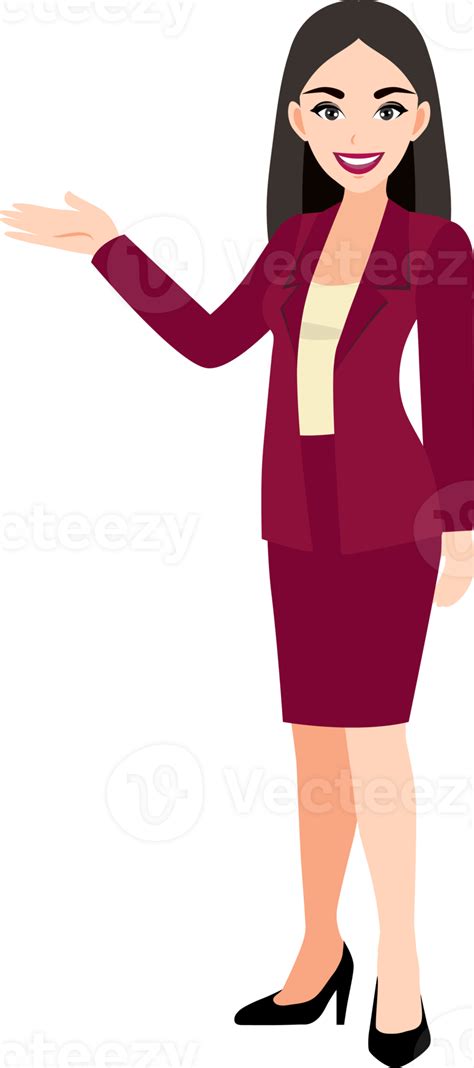 Businesswoman Cartoon Character Set Beautiful Business Woman In Office