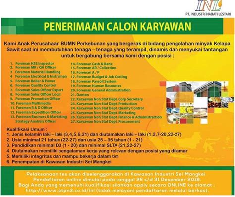 Lowongan Kerja PT Perkebunan Nusantara III Persero Group