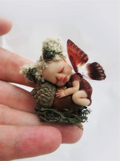 Ooak Miniature Sleeping Baby Fairy Minia ~ Pixie Sculpture By Michele