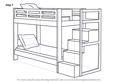 Learn How To Draw A Bunk Bed Furniture Step By Step Drawing