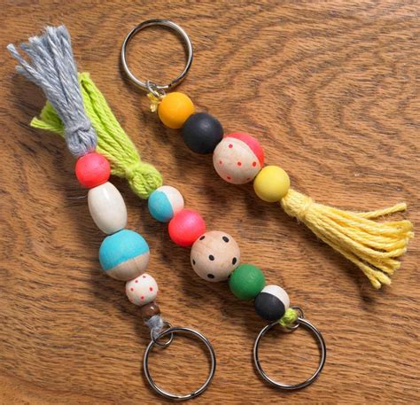 Craft Ideas for Kids - Wooden Bead Keychains - Project | Keychain craft