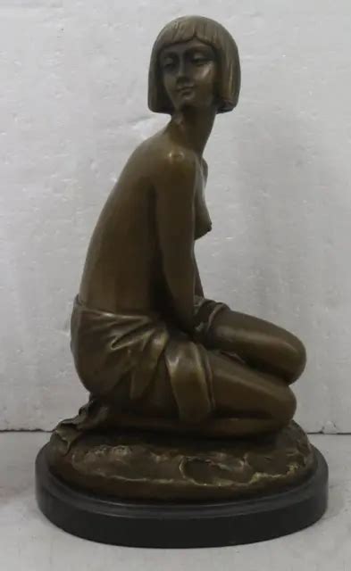 STUNNING ART DECO Semi Nude Lady Bronze Marble By Amedeo Gennarelli
