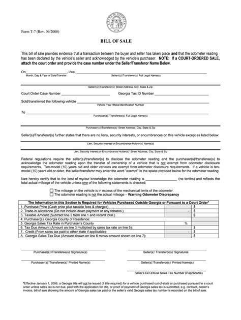 Bill Of Sale Georgia Fill Out And Sign Online Dochub