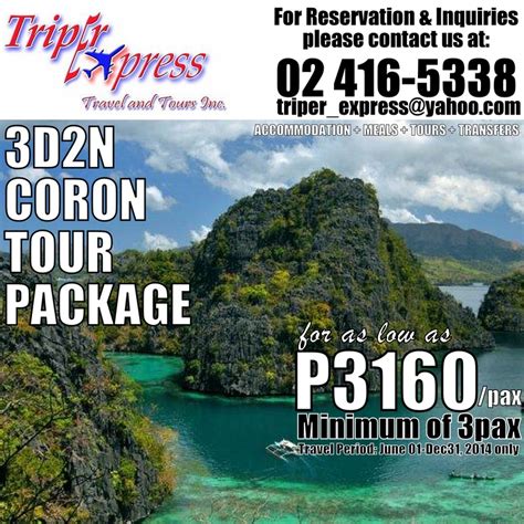 3d2n Coron Ultimate Adventure Tour Package Triper Express Travel