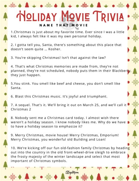 Christmas Movie Picture Quiz With Answers Printable