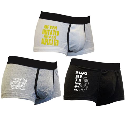 Mens 3 Pack Funny Boxer Shorts Underwear Plug Me Bad Imitated 006 Novelty Ts Ebay