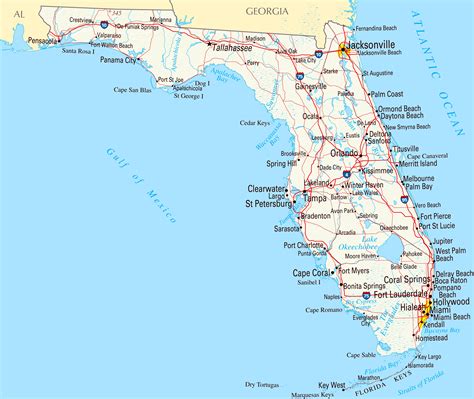 Large roads and highways map of Florida state with cities | Vidiani.com | Maps of all countries ...