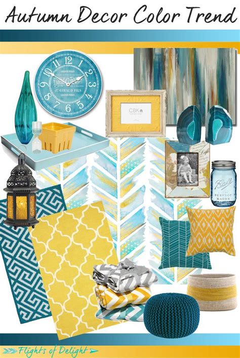 Autumn Decor Color Trend Teal And Mustard Flights Of