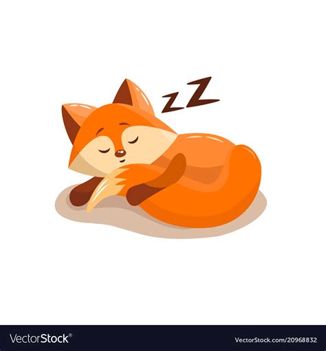 Cute Fox Sleeping Royalty Free Vector Image Vectorstock