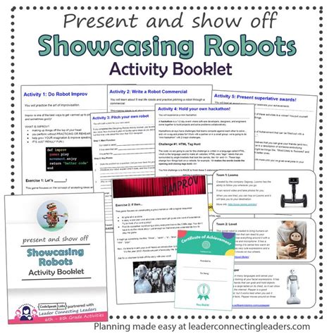 Showcasing Robots Activity Booklet 6th 8th Grade Leader