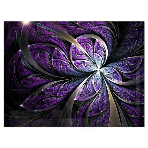 Designart Glittering Purple Fractal Flower Floral Metal Wall Art